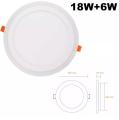 18w Two Color LED Blue Panel Light for Sunk Ceiling ROUND (3 steps) (18+6) W. 