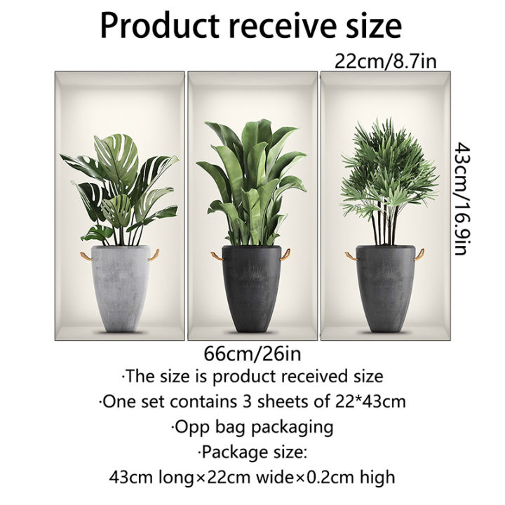 3%20Sheets%20Green%20Plant%20Potted%20Plant%20Wall%20Sticker%203D%20False%20Window%20Wall%20Decals%20SEVICH%20-%20Image%207