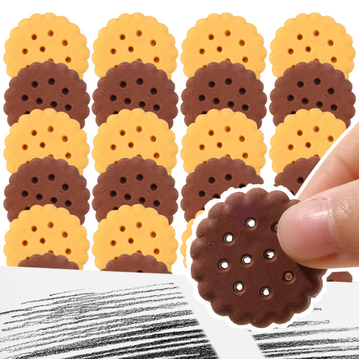 6Pcs/Box Stationery Cute Kawaii Creative Biscuit Eraser Cookie Rubber School Supplies Novelty Lovely Cake Eraser