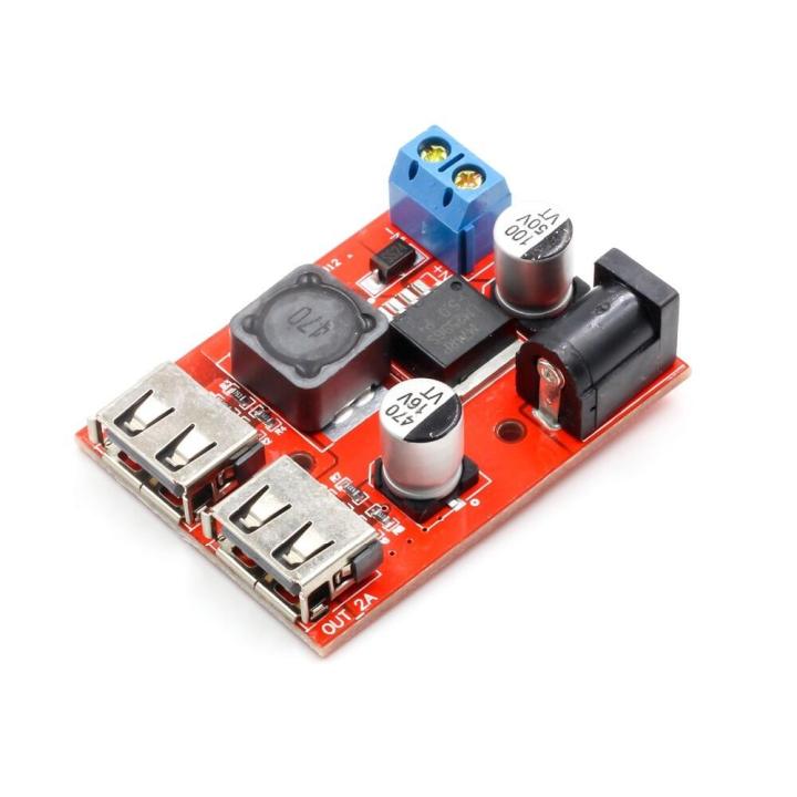 2-Pack Dual USB Car Charger – 3A Buck Regulator DC-DC Converter, 9V–36V To 5V For Vehicles, 96% Efficiency, Wide Input Range