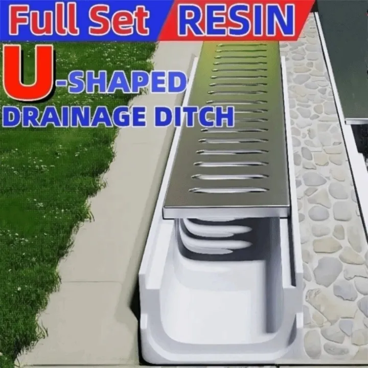 Row Gutter Outdoor Resin Drainage Gutter Single Row Grate Heavy Duty Finished ...