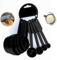 Measuring Cup And Measuring Spoon Set 8 Pcs - Black  8 Pieces Glossy Measuring Cup and Spoon Set is Multi Purpose Kitchen Tool | Measuring Cups for Baking Cake Measuring Cups. 