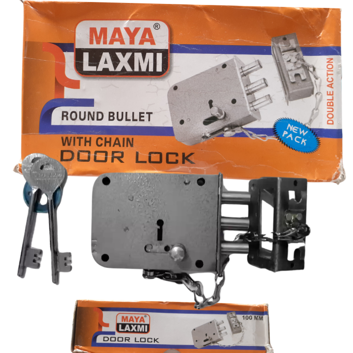 Laxmi Door Lock, Maya Laxmi Door Lock, Bullet Lock with Chain, Jaffna Lock – Durable Security Solution for Home and Office Doors