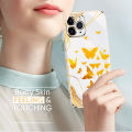 Hontinga for Redmi 7A Back Cover（Free Lanyard）Luxury 6D Plating Golden Butterfly Side Pattern Case Soft Silicone Square Mobile Cover. 