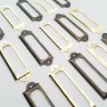 12Pcs Antique Brass Golden Metal Label Pull Frame Handle File Name Card Holder For Furniture Cabinet Drawer Box Case Bin 17*60mm. 