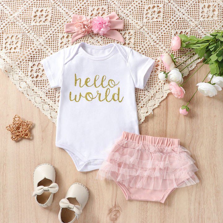 Fashion Newborn Baby Girl Clothes Summer 3PCS Summer Newborn Baby
