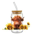 Highland Cattle Decal Transfer Sticker UV DTF DIY for 16oz Glass Cup Can Wraps Easy To Use Custom Cow Mugs Gift Decals. 