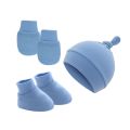 1 Set Soft Cotton Baby Hat+Gloves+Socks Newborn Hand Guard Mittens 0-6M Boys Girls Ear Protection Beanie Cap Bonnet Baby Stuff. 