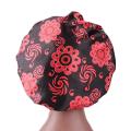 Women Fashionable Floral Print Satin Wide Edges Sleep Caps Hair Care Bonnet. 