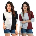 Privi Fashion Long Sleeve T-Shirt for Women 2 Pack Bundle. 