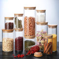 Canglex Storage Box Multi-purpose Kitchen Glass Storage Jar with bamboo lid Coffee Seasoning Spice Food Container Canister Storage Tank. 