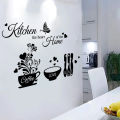 Kitchen Wall stickers Cooking Wall Decal Home Decoration Wall Decor Kitchen Kitchen the Heart of the Home Kitchen stickers Black theme wall sticker Big Butterfly Kitchenware cooking tools. 