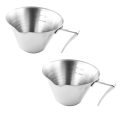 Espresso Measuring Cup Espresso Pouring Cup Stainless Steel Espresso Pouring Cup with Handle 2 Pack Double Espresso Cups Silver. 