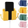 Phone Holder with Hook Wall Mount Sticky on Wall Stand Mount Mobile Phone Charger Socket Pocket, Storage Box Cell Phone Remote Control Holder, Damage-Free Universal Dock Case with Double Sided Foam Tape. 