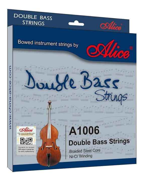 Alice A1006 Double Bass String Set - 4 Strings Braided Steel Core Violin Strings set
