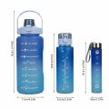 3 in 1 Bottle set/Kit 3 Bottles 2 Liters 900ml 300ml Water Bottles Straw Stickers 3d and 2d Squeeze Leakproof Portable Travel bottles Gym Fitness School Work Ride Trave. 