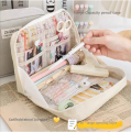 Multilayers Grids Stationery Storage Cases Layered Classified Cosmetic Bag 90 ° Wide Opening Pen Bag Kawaii Students School Supply Large Capacity Zipper Pencil Pouch 1Pcs. 