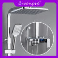 BROONPRE  Bathroom Shower Set, White Gold Thermostatic Shower System of 10 Inch Rainfall Shower Head Brass Bathtub Faucet Hot Cold Shower. 