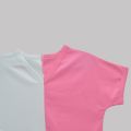 Women/ Ladies / Girls Trending Single Jersey Cotton Fabric 190 Gsm Tops Half Sleeve V Neck Casual Loose Fit Office Wear Two Tone Selone Summer Crop Top T-Shirt / Tshirt/ Blouse In Pink And White Color In S, M, L, Xl Sizes. 