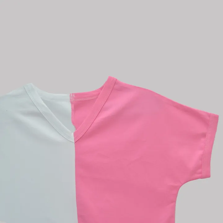 Women/%20Ladies%20/%20Girls%20Trending%20Single%20Jersey%20Cotton%20Fabric%20190%20Gsm%20Tops%20Half%20Sleeve%20V%20Neck%20Casual%20Loose%20Fit%20Office%20Wear%20Two%20Tone%20Selone%20Summer%20Crop%20Top%20T-Shirt%20/%20Tshirt/%20Blouse%20In%20Pink%20And%20White%20Color%20In%20S,%20M,%20L,%20Xl%20Sizes%20-%20Image%204