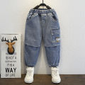 Children's Jeans Spring and Autumn Blue Denim Long Pants Kids Boys Cargo Jeans Toddler Baby Boy Trousers Casual 2-6y. 