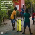Boldfit Cricket Stumps with Stand Cricket Kit Plastic Wickets for Cricket Standard Wickets for Cricket Ground, Match, Tournament Stump with Stand & Bails- Fluorescent Green -Plastic Wickets Set NUZ. 