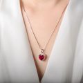 Potiy Heart Shape 3.6ct Created Ruby Pendant Necklace No Chain 925 Sterling Silver for Women Daily Wedding Party Jewelry. 