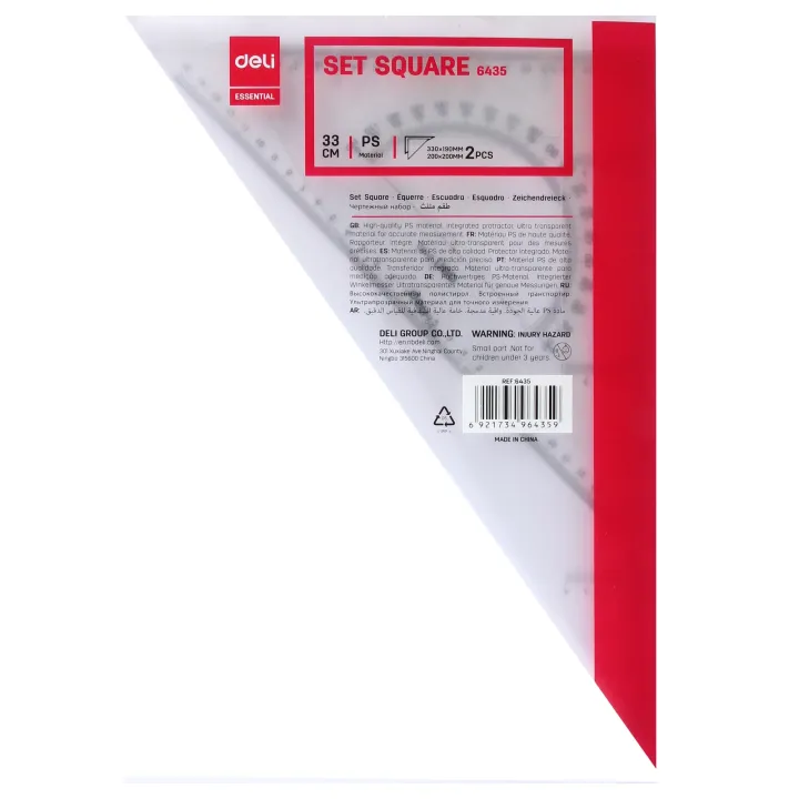 Deli Set Square 33 cm No 6435 (2 pcs) for Engineers and Architects