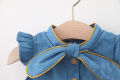 Star Embroidery Denim Gauze Splice Infant Dress Summer New Girls' Baby Little Flying Sleeve Dress Fashion Girl Children'S Clothing (0-3 Years Old). 