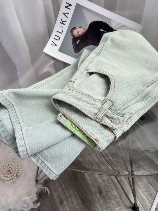 Mint%20Mambo%20Light%20Color%20Soft%20Jeans%20Women's%20Summer%20Thin%20Embroidery%20High%20Waist%20Straight%20Loose%20Slimming%20plus%20Size%20Wide%20Leg%20Pants%20-%20Image%202