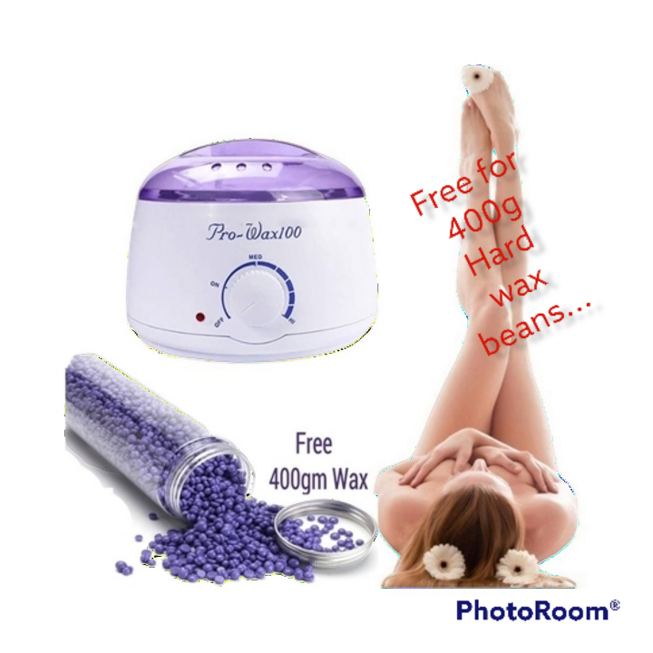 Electric Hot Wax Warmer Hair Removal – Depilatory Hard Wax Melting Pot Heater Kit Set including Hard Wax Beans ( HARD WAX BEANS 400g FREE )