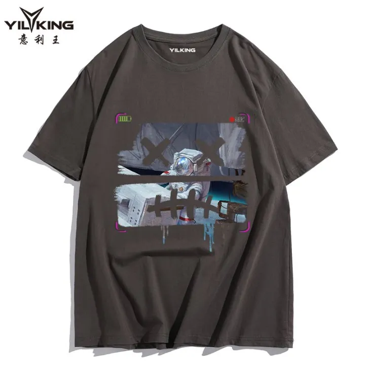YILKING%20Cotton%20Short%20Sleeve%20T%20T-shirt%20Men's%20Cotton%20Oversized%20Loose-Fitting%20Pattern%20Print%20Trendy%20Brand%20round%20Neck%20Smiley%20Face%20T%20Summer%20T%20Shirt%20-%20Image%208