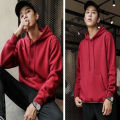 Men Kangaroo Pocket Plain-Colour Sweaters Hoodies for Winter Sports Casual. 