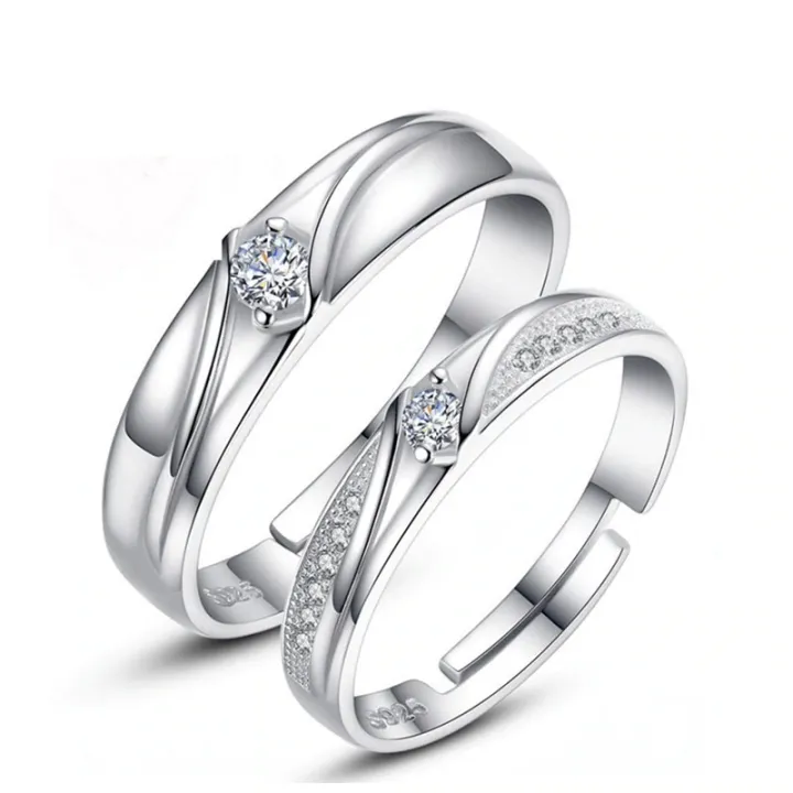 2pcs%20Adjustable%20Free%20Size%20Crystal%20Sliver%20Color%20Couple%20Rings%20Set%20For%20Men%20&%20Women%20Lovers%20Promise%20Engagement%20Ring%20Pair%20-%20Image%206