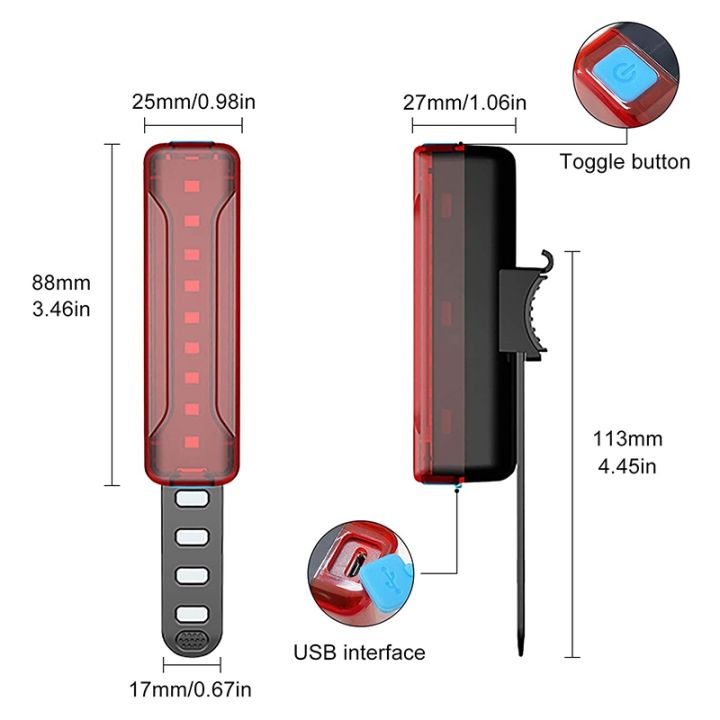 Bike Tail Light,USB Rechargeable Bicycle Light ,Rear Bike Lights | Daraz.lk