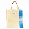 THE MYSU Heavy Duty Canvas Tote Bag - Blue Stripe (Right) - 14.5 inches (L) * 3 inches (W) * 16 inches (H). 