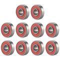 10Pcs 608-2RS Longboard Integrated Bearing Skateboard Wheel Bearing Inline Roller Skate Bearing 8X22X12.6mm,Red. 