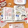 Cartoon PU Leather PU Photo Album Crayon Shin-chan Large Capacity Money Saving Binder Reusable Budget Saving Notepad. 