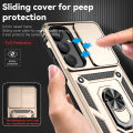 For Samsung Galaxy A55 5G Case with Slide Camera Cover, 360° Ring Holder Metal Kickstand, work for Phone Holder Car Mount, Drop Peep Protection. 
