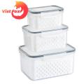 Silicone Seal Crisper Box Stackable Crisper Box with Drainage Basket for Food Storage Leakproof Stackable Container for Fruits Vegetables 850/1750/3300 Ml Sizes Available. 