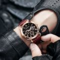 【ZIME】Men Leather Belt Waterproof Watch Versatile Quartz Watches With 3 Dials. 