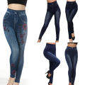 Dyegold Jean Leggings for Women Denim Print Fake Jeans Look Like Leggings Sexy Stretchy High Waist Slim Skinny Jeggings Capri. 