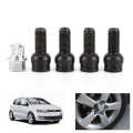 4+1 Black 14mm Wheel Bolt & Lock Lug Nut Set With Key For VW Golf Jetta Audi EB. 