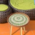 End Table Bedside Table Rattan Side Table for Balcony Room Green Grape 40cm. 