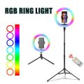 RGB Ring Light Ring Light With 8ft Stand Tripod 10 Inch Selfie LED Ring Light With Adjustable Phone Holder 360 Rotatable Ring LED Studio Camera. 