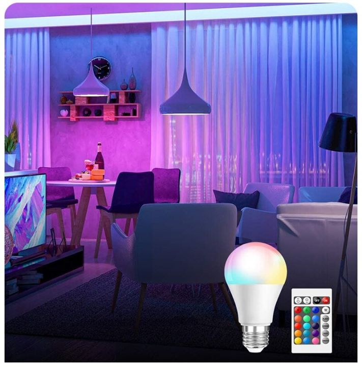 16%20Color%20RGB%20LED%20Multicolor%20Bulb%20E27%20Base%20220V%20Household%20Lighting%2010W%20Dimmable%2024%20Key%20Remote%20Control%20Atmosphere%20Neon%20Light%20Bulb%20-%20Image%204