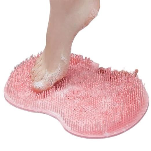 Shower Foot & Back Scrubber Massage Pad New Wall Mounted Back Scrubber Silicone Bath Massage Cushion Brush with Suction Cups Bathroom Wash Foot Mat Exfoliating Dead Skin Foot Brush