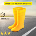 Three star Gum Boot Safety Gumboot pair without steel Toe Labor Shoes Waterproof Seal Boot Oil Seal Hard Use Breathable Slip Electric Welder Shoes Anti-Smashing Anti-Piercing - Site Shoes Safety Construction Boots Gumboots Gum Boots Safety Boots yellow. 