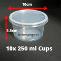 Curry Cup Plastic Container 250ml Plastic Dessert Cup Container with Lid 10 Pcs. 