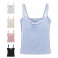 New Women's lace trim top sweet vest camisolet lace lettering cute sleeveless tank top for girls summer u-neck crop top. 